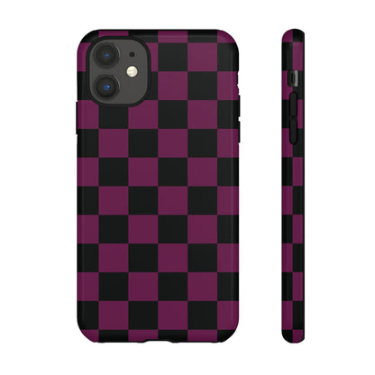 Trendy Plum & Black Checked Pattern Phone Case - Purple Phone Case - iPhone 11 / Glossy