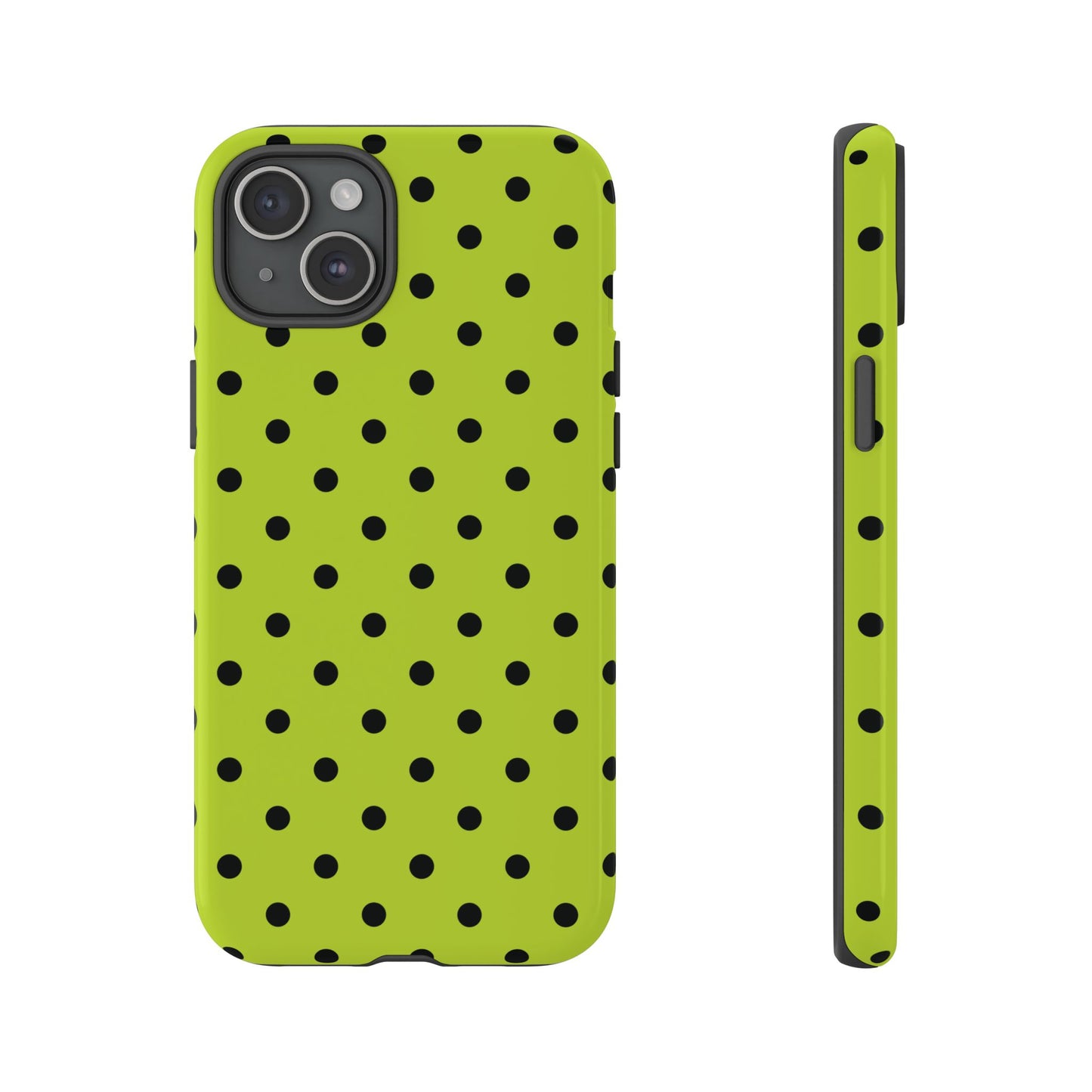 Trendy Neon Lime Green & Black Dot Pattern Phone Case