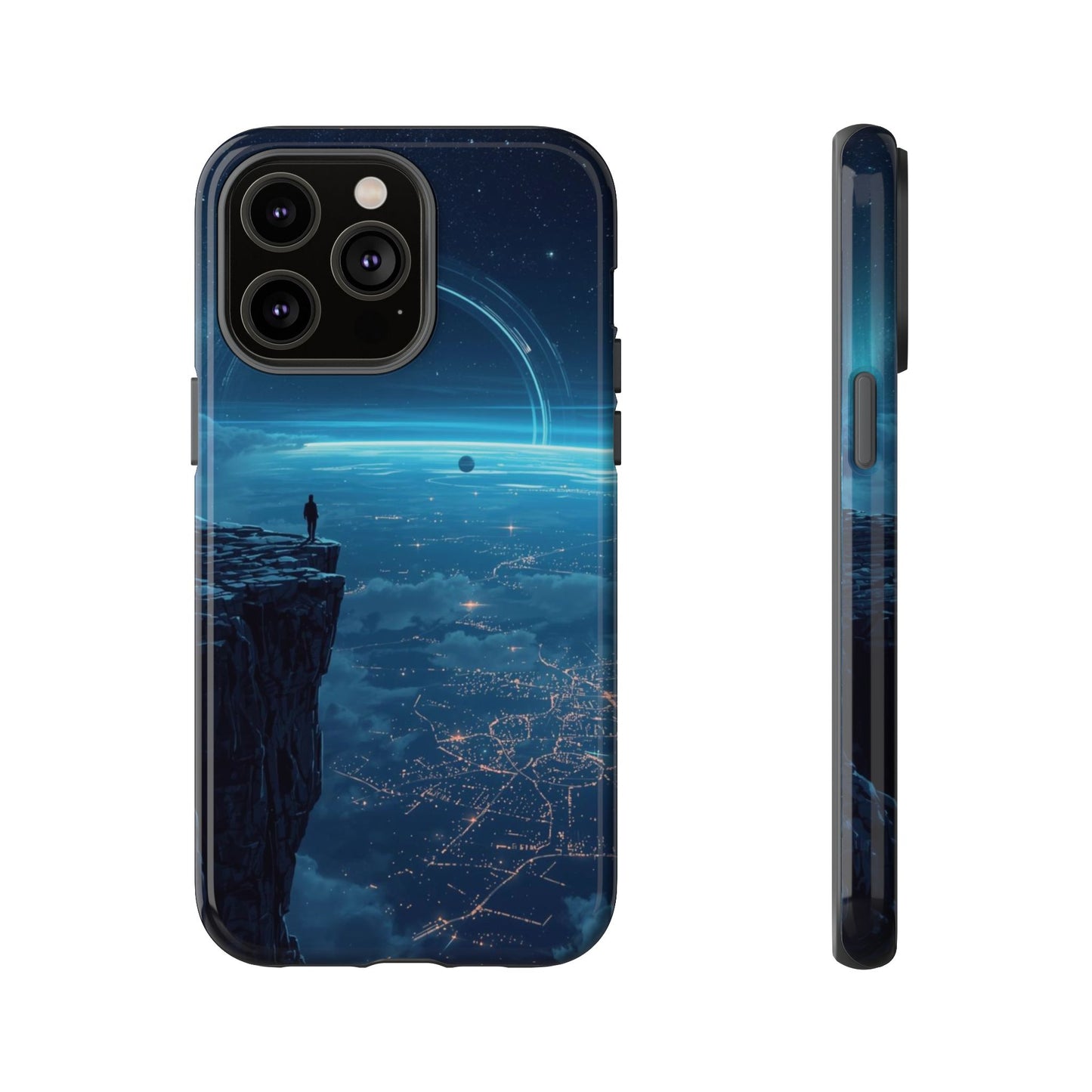 iPhone 14 Pro Max / Glossy Phone Case - Orbital Ring Horizon Sci-fi Phone Case