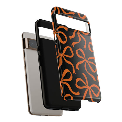 Bold Black and Burnt Orange Bow Pattern Phone Case