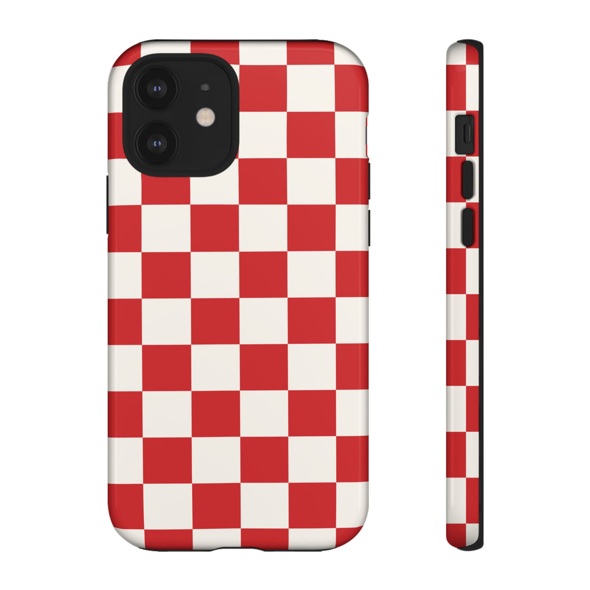 Red Checked Pattern Phone Case - Red Phone Case - iPhone 12 / Glossy