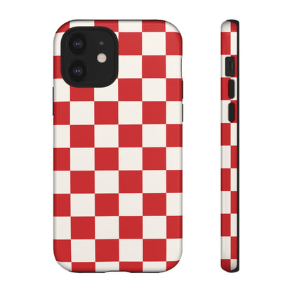 Red Checked Pattern Phone Case - Red Phone Case - iPhone 12 / Glossy