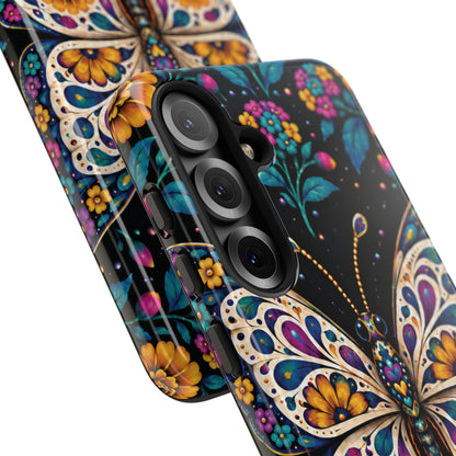 Vibrant Purple and Teal Calavera Butterfly Phone Case - Multicolor Phone Case