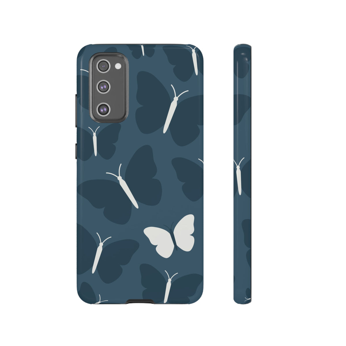 Minimalist Dark Blue Butterfly Pattern Phone Case - Blue Phone Case - Samsung Galaxy S20 FE / Glossy