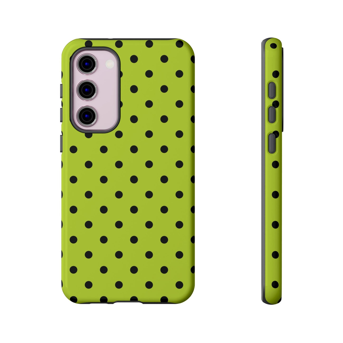 Trendy Neon Lime Green & Black Dot Pattern Phone Case