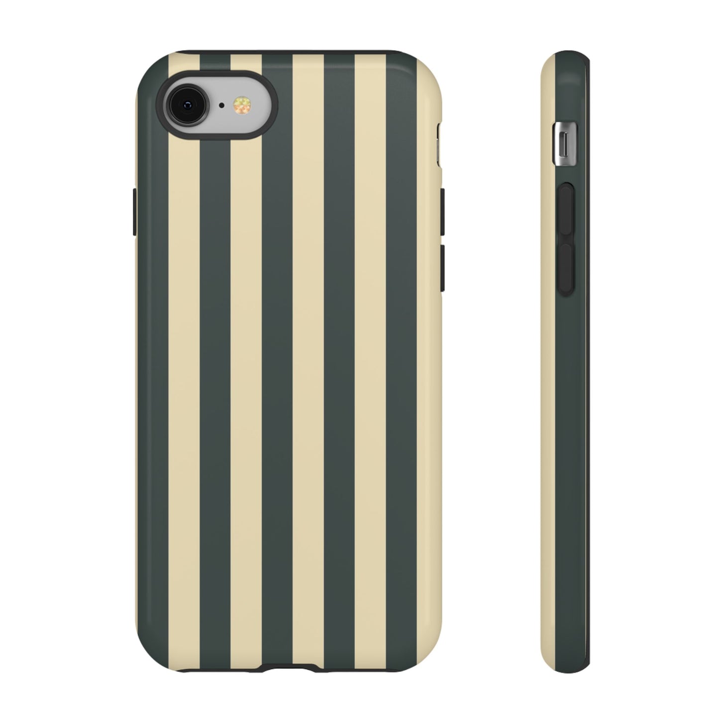 iPhone 8 / Glossy Phone Case - ’Green & Beige Stripe Pattern’ Phone Case