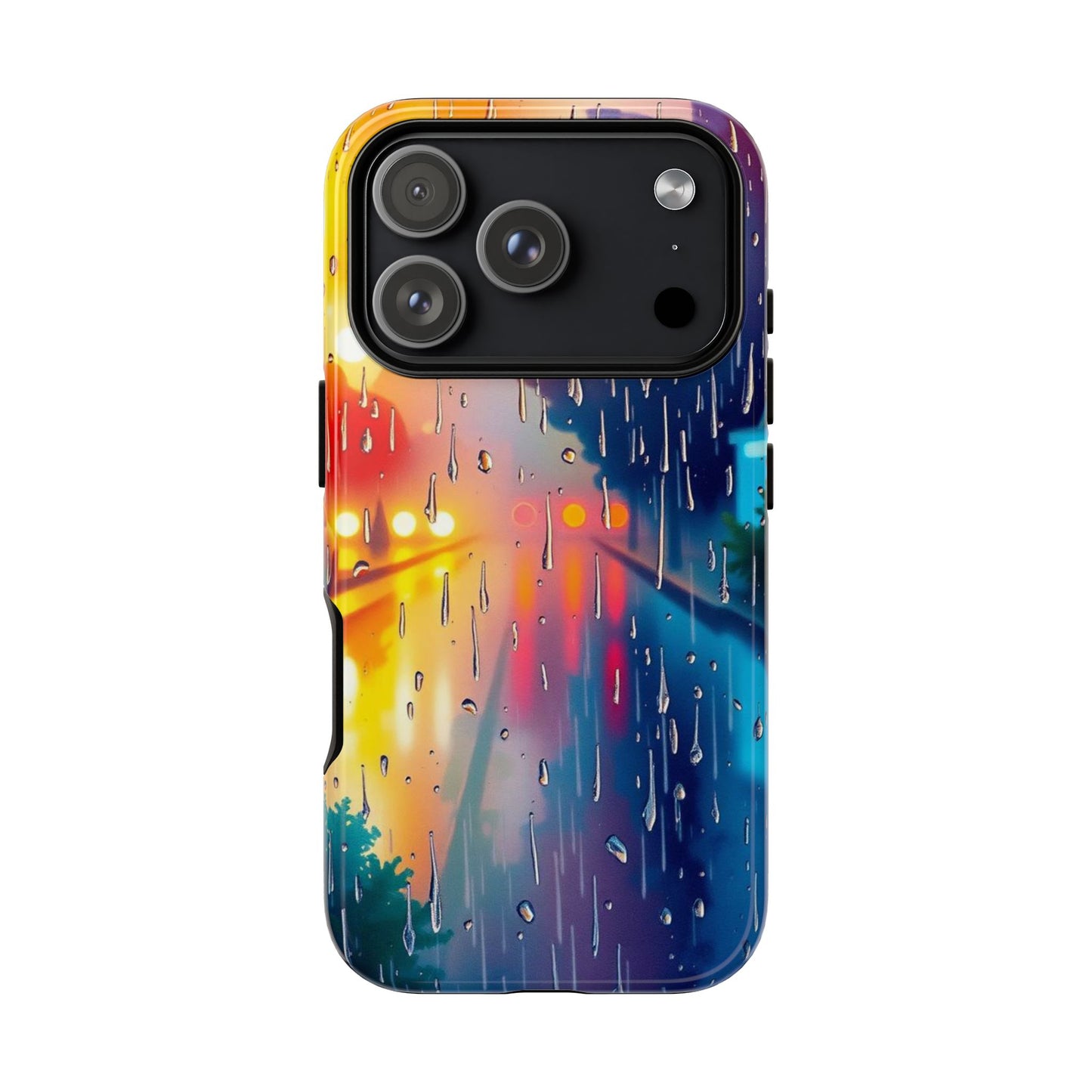 iPhone 17 Pro / Glossy Phone Case - Electric Rain Watercolour Design Phone Case
