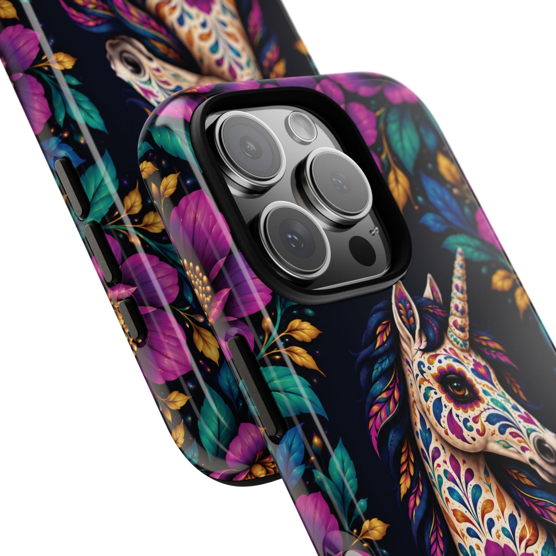 Elegant Purple and Teal Calavera Unicorn Phone Case - Phone Case