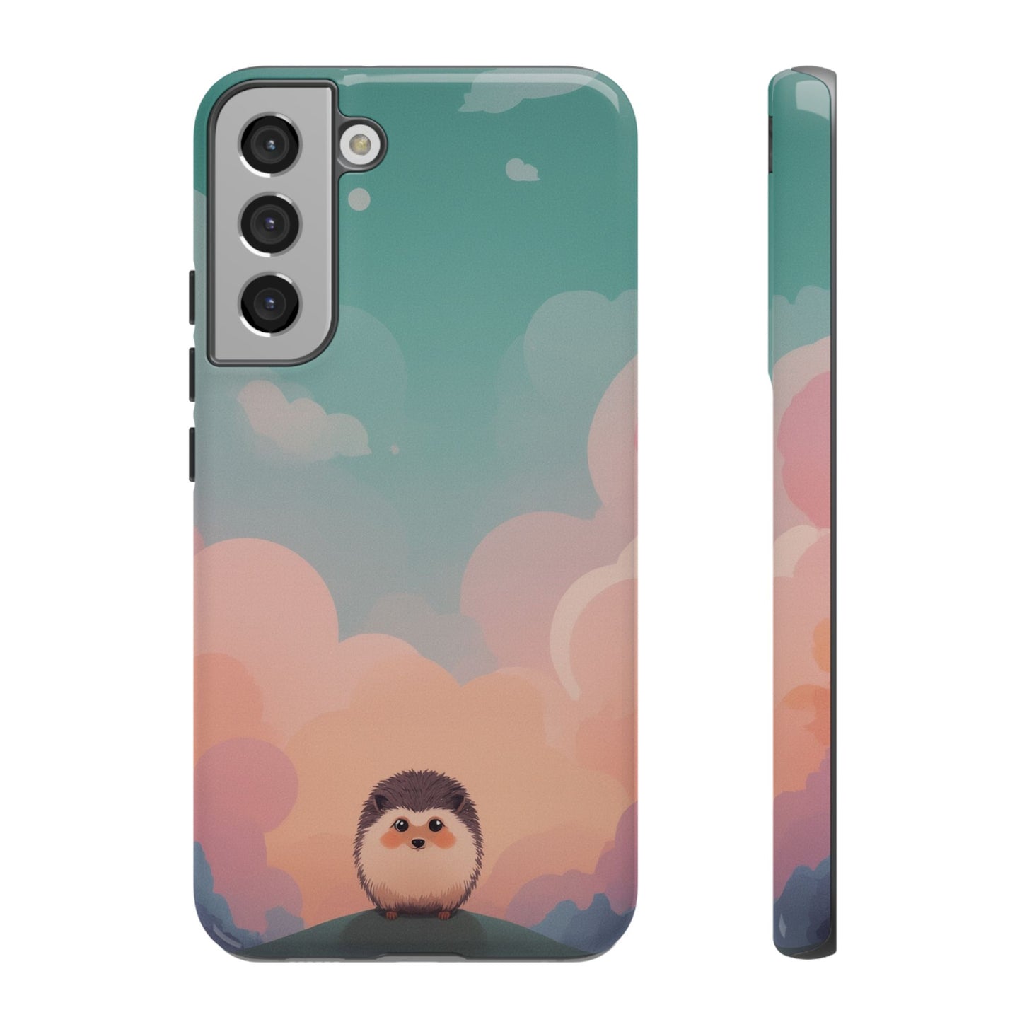 Samsung Galaxy S22 Plus / Glossy Phone Case - Cute Hedgehog & Cloud Design Phone Case