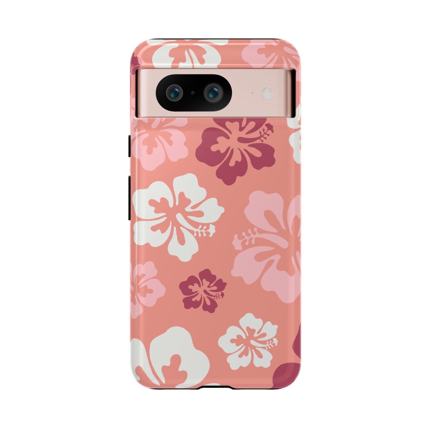 Google Pixel 8 / Glossy Phone Case - ’Pink Hibiscus Retro Pattern #3’ Phone Case