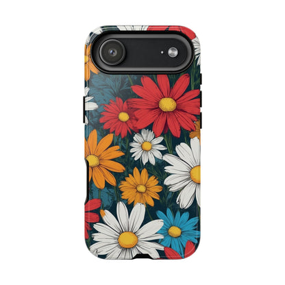 iPhone 17 Air / Glossy Phone Case - Pop Art Daisies Illustration ’Red & Orange’ Phone Case