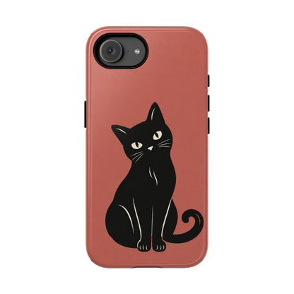 Minimalist Coral Red & Black Cat Phone Case - Red Phone Case - iPhone 17e / Glossy