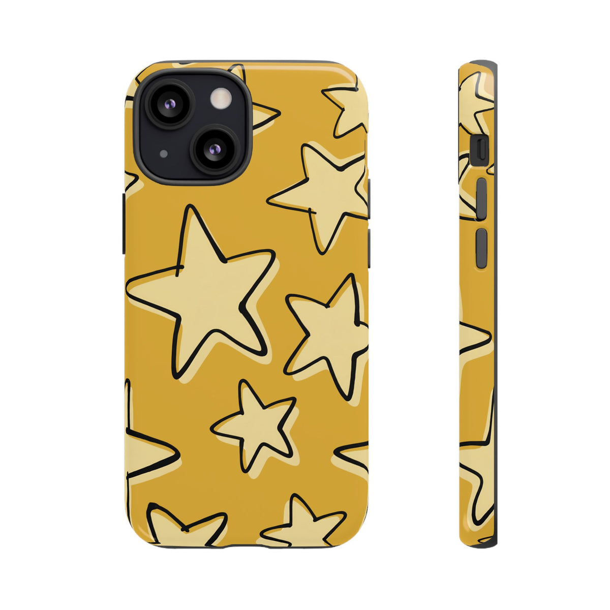 Golden Yellow Doodle Star Phone Case