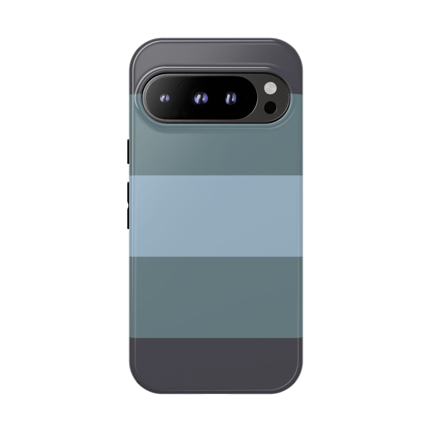Google Pixel 9 Pro / Glossy Phone Case - Shades of Blue Horizontal Stripe Pattern Phone Case