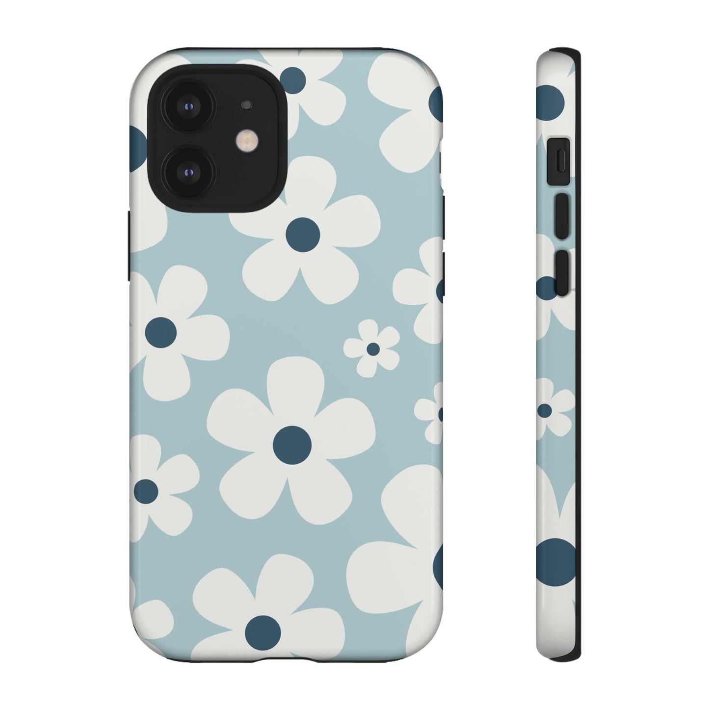 iPhone 12 / Glossy Phone Case - Cute Light Blue Daisy Pattern Phone Case
