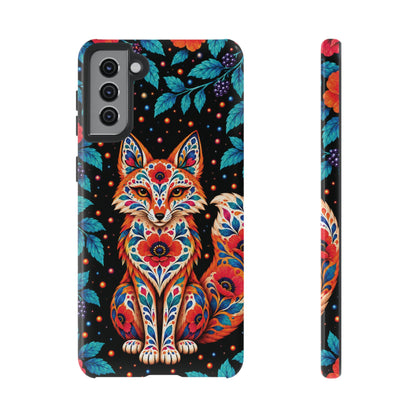 Vibrant Orange and Turquoise Calavera Fox Phone Case - Multicolor Phone Case - Samsung Galaxy S21 Plus / Glossy