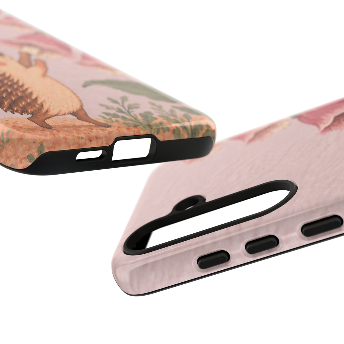 Whimsical Blush Pink Hedgehog and Foxglove Phone Case - Pink Phone Case