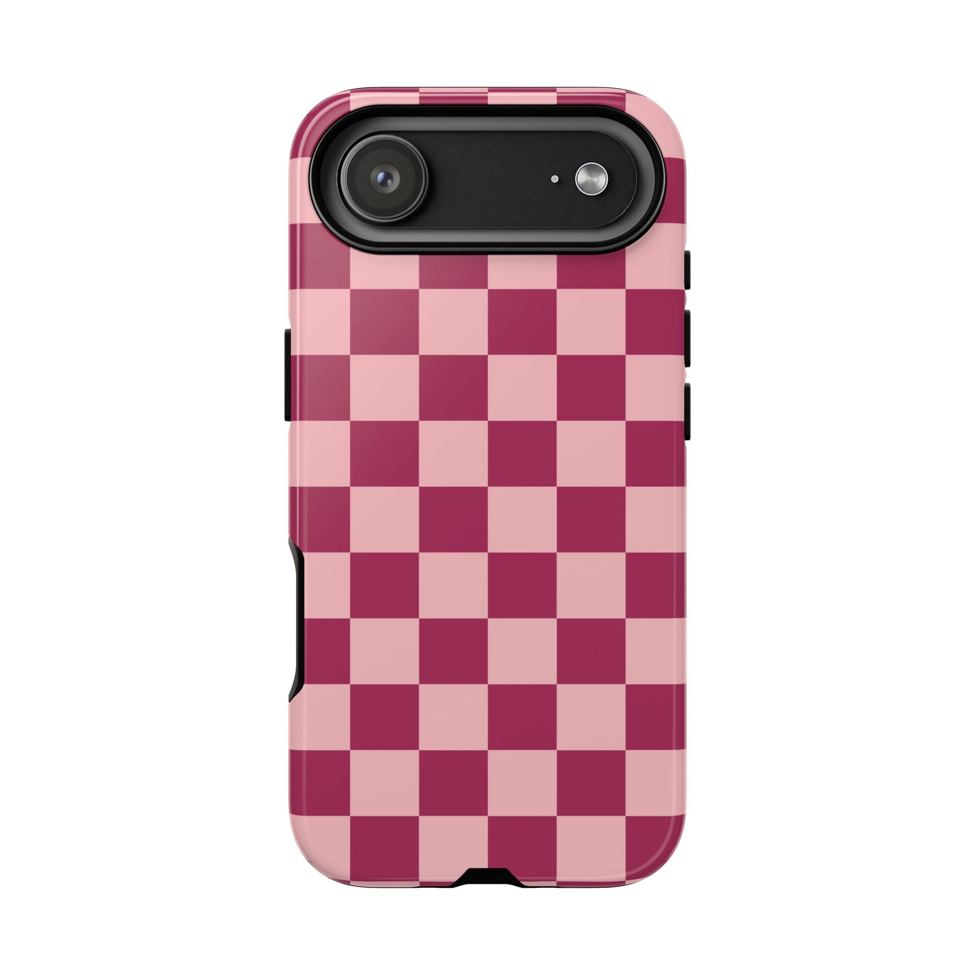iPhone 17 Air / Glossy Phone Case - ’Pink Checkered Pattern’ Phone Case