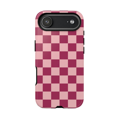 iPhone 17 Air / Glossy Phone Case - ’Pink Checkered Pattern’ Phone Case