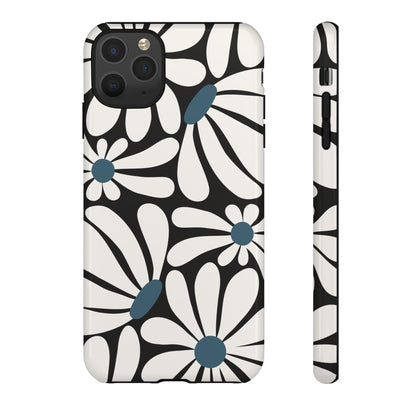 Retro Black Daisy Pattern Phone Case - Black Phone Case - iPhone 11 Pro Max / Glossy