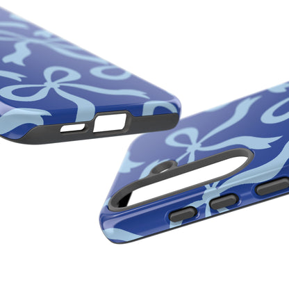 Bold Cobalt Blue and Powder Blue Bow Pattern Phone Case - Blue Phone Case