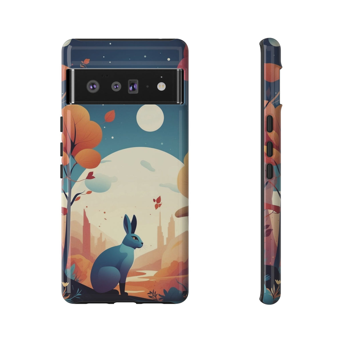 Stylised Blue Hare Design Phone Case - Multicolor Phone Case - Google Pixel 6 Pro / Glossy