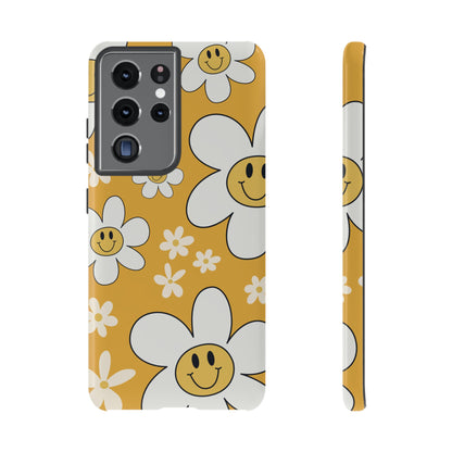 Fun Retro Daisy Pattern with Yellow Background Phone Case - Yellow Phone Case - Samsung Galaxy S21 Ultra / Glossy