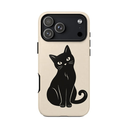 Minimalist Cream & Black Cat Phone Case