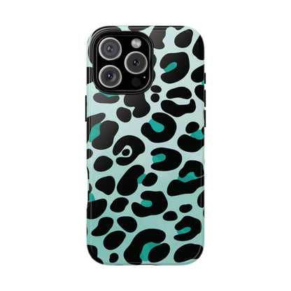 Cool Aqua Leopard Print Phone Case