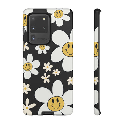 Samsung Galaxy S20 Ultra / Glossy Phone Case - Fun Retro Daisy Pattern with Dark Grey Background Phone Case