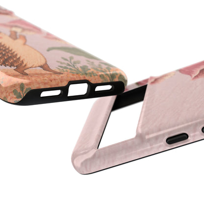Whimsical Blush Pink Hedgehog and Foxglove Phone Case - Pink Phone Case