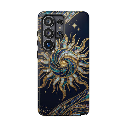 Elegant Navy & Gold Solar Spiral Phone Case