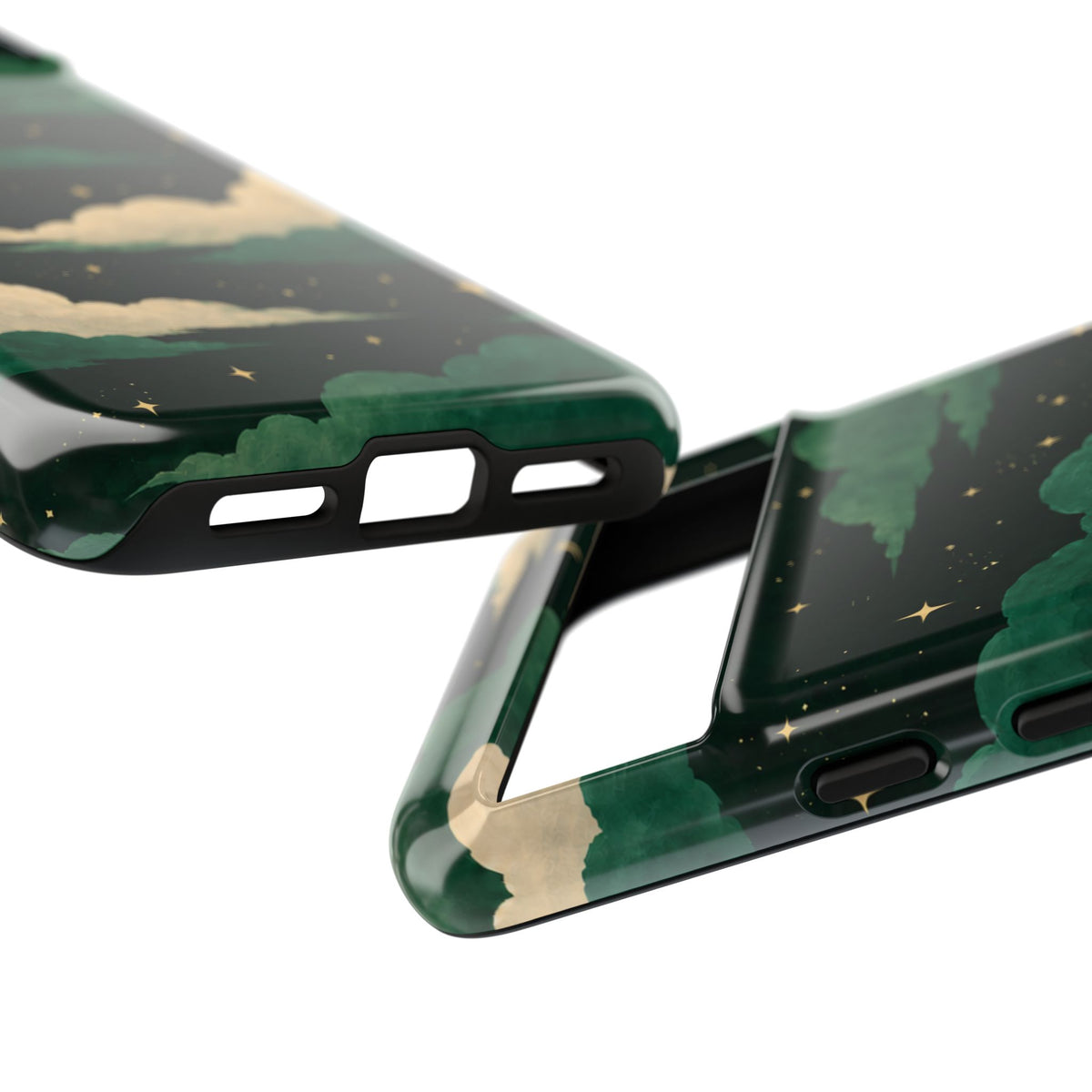 Illustrated Emerald Green Clouds & Stars Phone Case