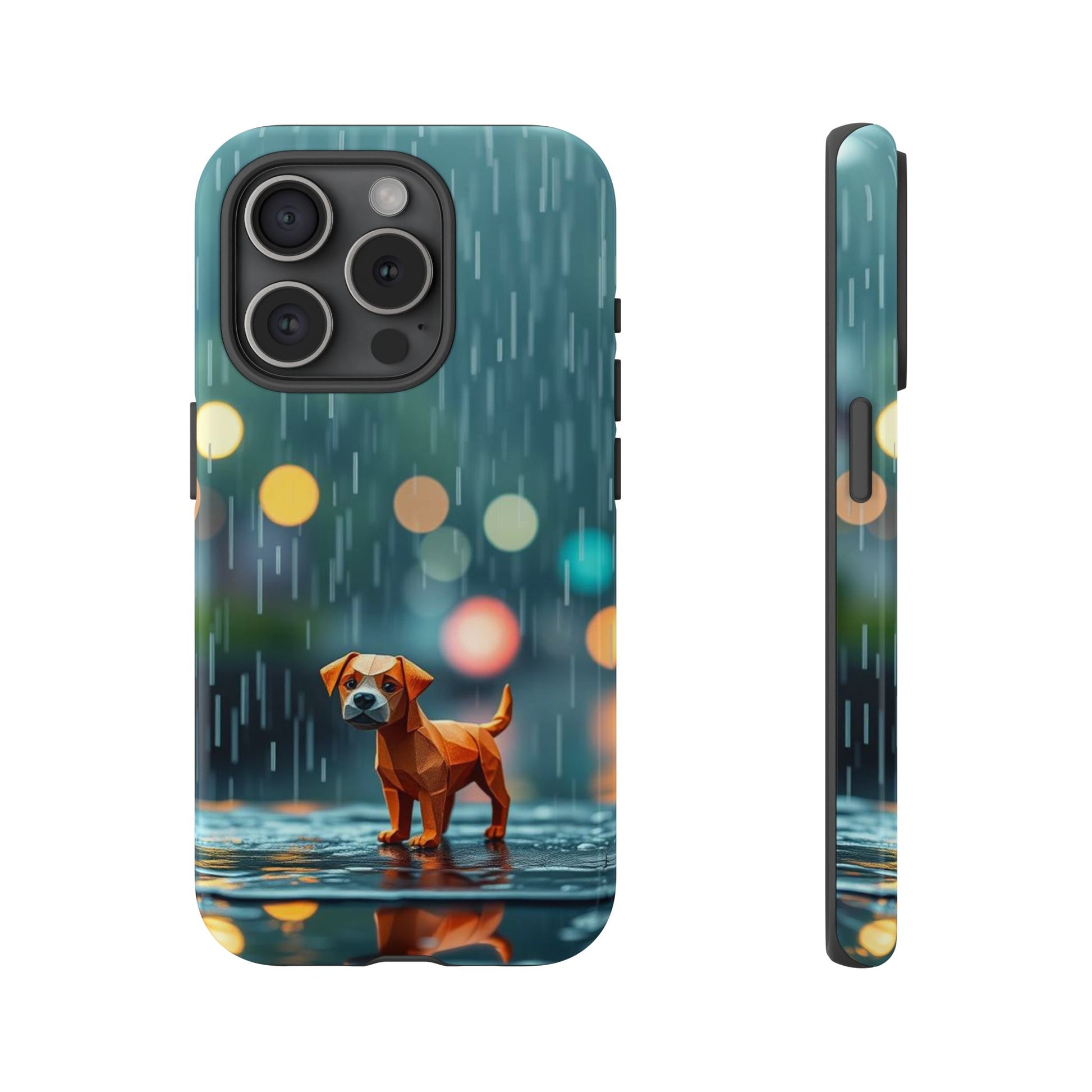 Cute Origami ’Soggy Dog’ Design Phone Case - Multicolor Phone Case - iPhone 15 Pro / Glossy