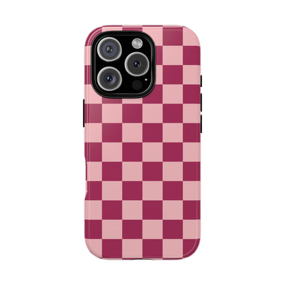iPhone 16 Pro / Glossy Phone Case - ’Pink Checkered Pattern’ Phone Case