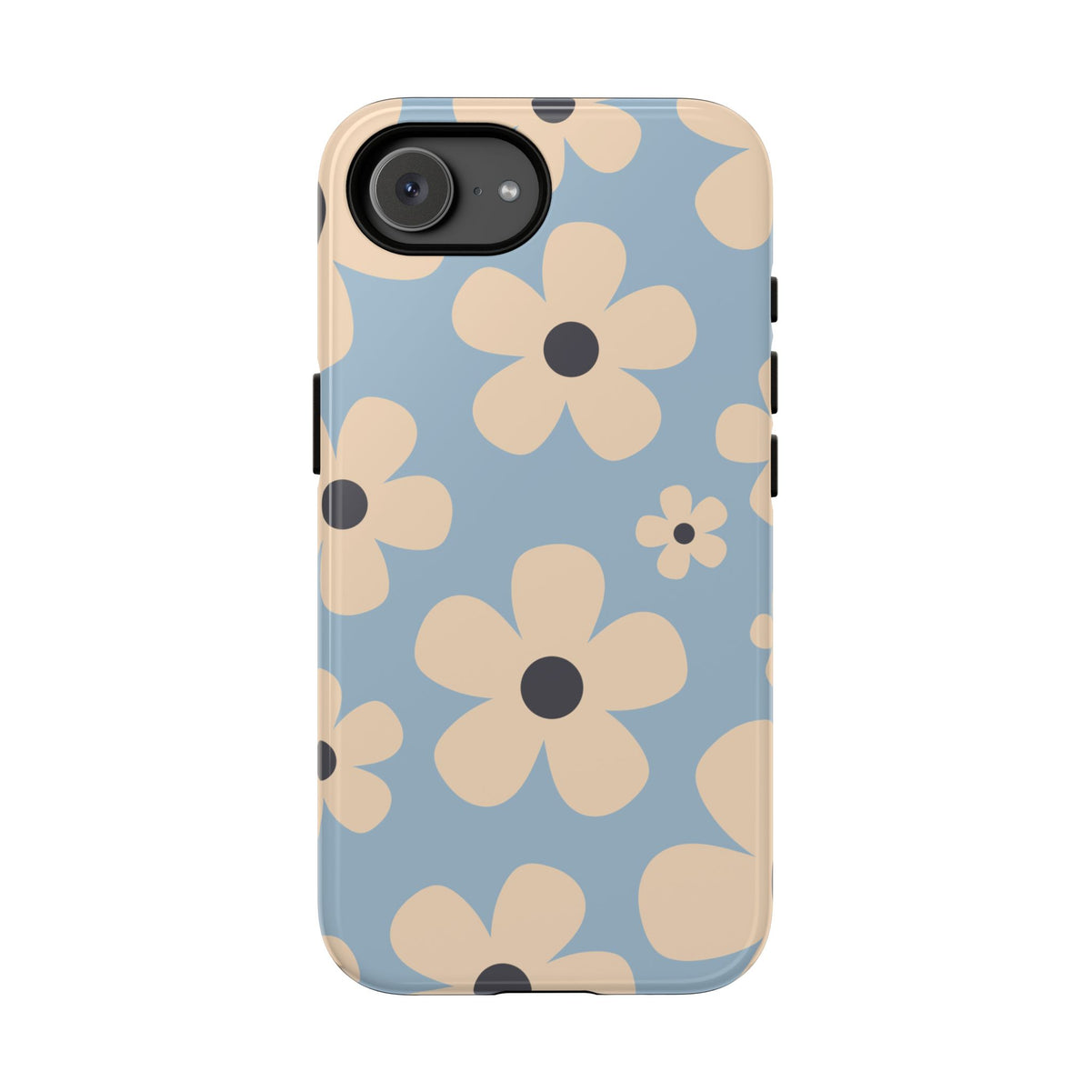 Cute Light Blue & Cream Daisy Pattern Phone Case - Blue Phone Case - iPhone 17e / Glossy