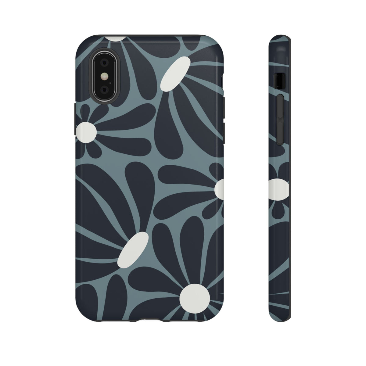 Retro Navy Blue & White Daisy Pattern Phone Case - Blue Phone Case - iPhone X / Glossy