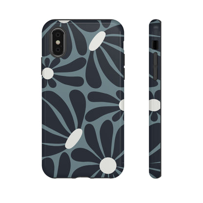 Retro Navy Blue & White Daisy Pattern Phone Case - Blue Phone Case - iPhone X / Glossy