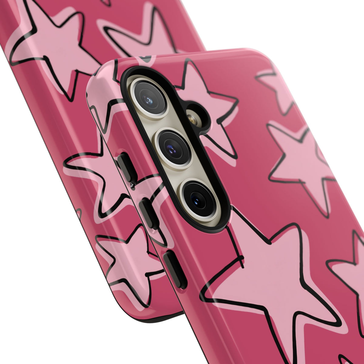 Raspberry Pink Doodle Star Phone Case