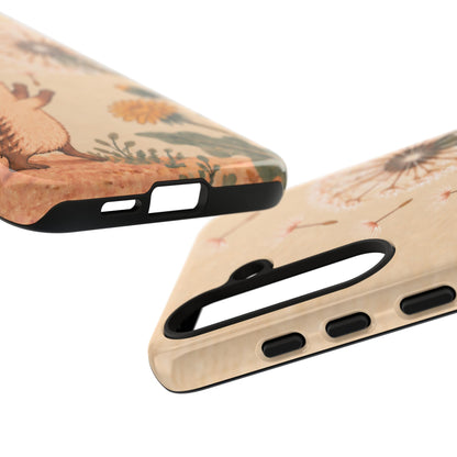 Whimsical Cream Hedgehog and Dandelion Phone Case - White Phone Case