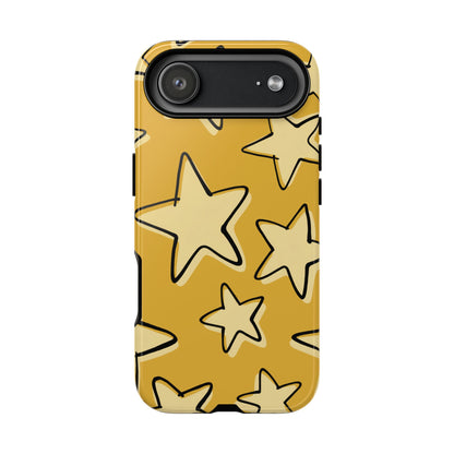Golden Yellow Doodle Star Phone Case