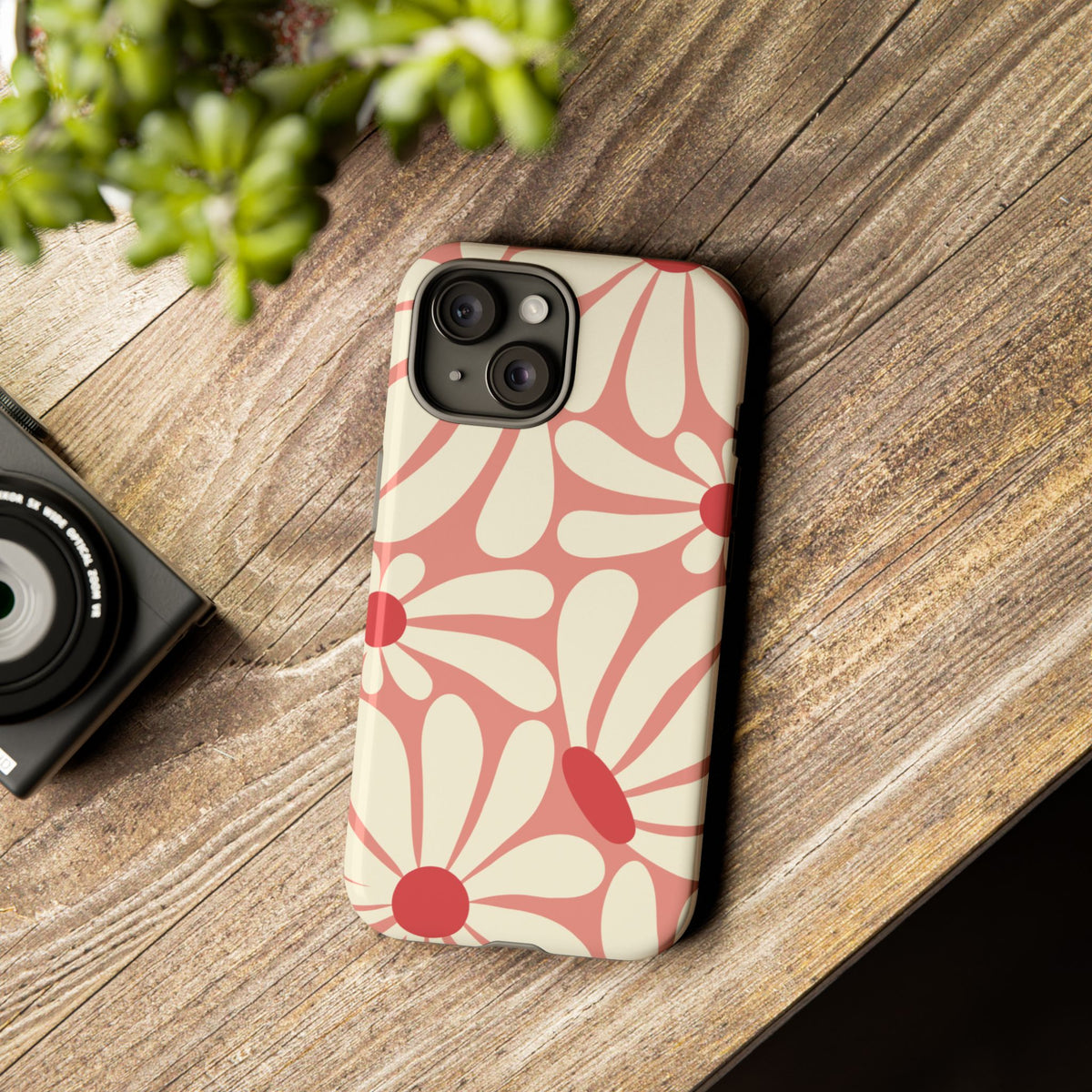 Cute Retro Pink Daisy Pattern Phone Case - Pink Phone Case