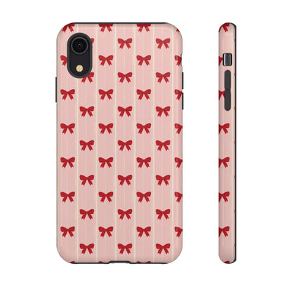 Retro Cherry Red Bow Pattern Phone Case