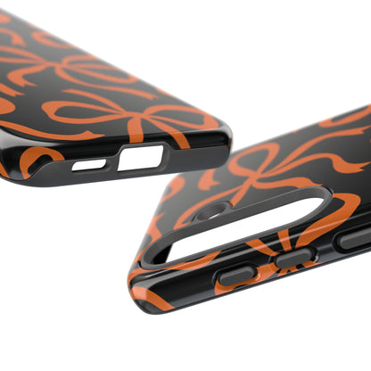 Bold Black and Burnt Orange Bow Pattern Phone Case