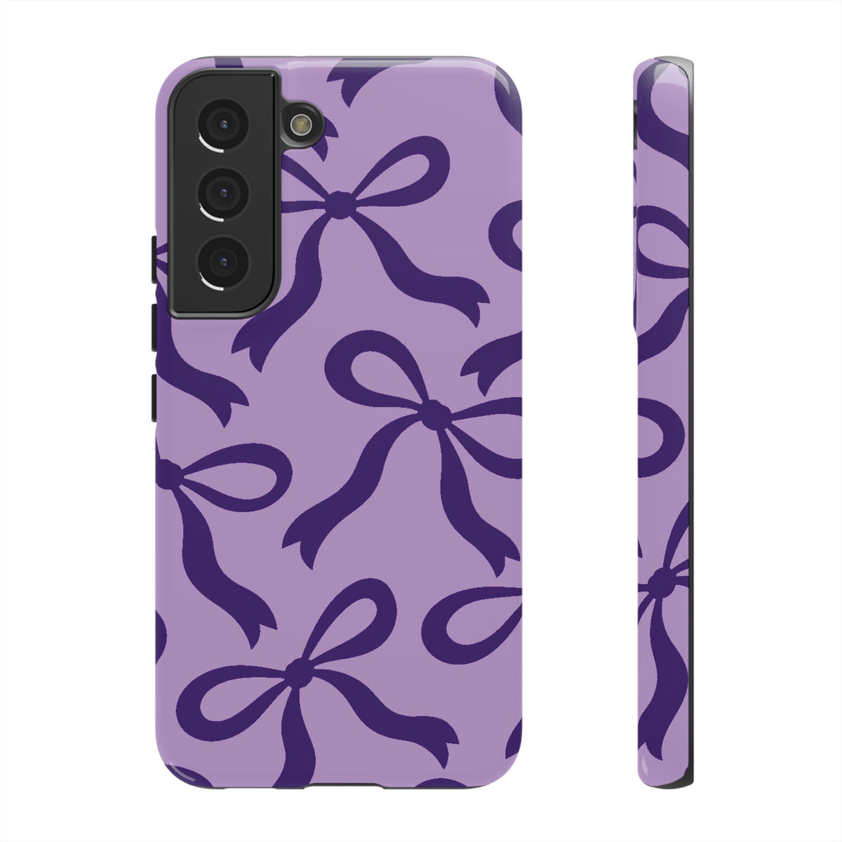 Bold Lilac and Deep Purple Bow Pattern Phone Case - Purple Phone Case - Samsung Galaxy S22 / Glossy