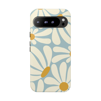 Retro Light Blue Daisy Pattern Phone Case - Blue Phone Case - Google Pixel 9 Pro XL / Glossy