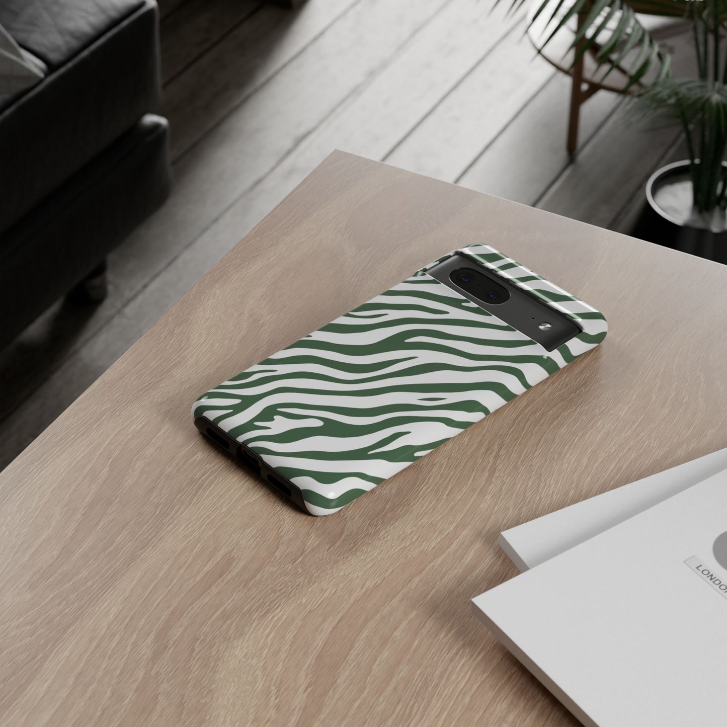Stylish Sage Zebra Print Phone Case