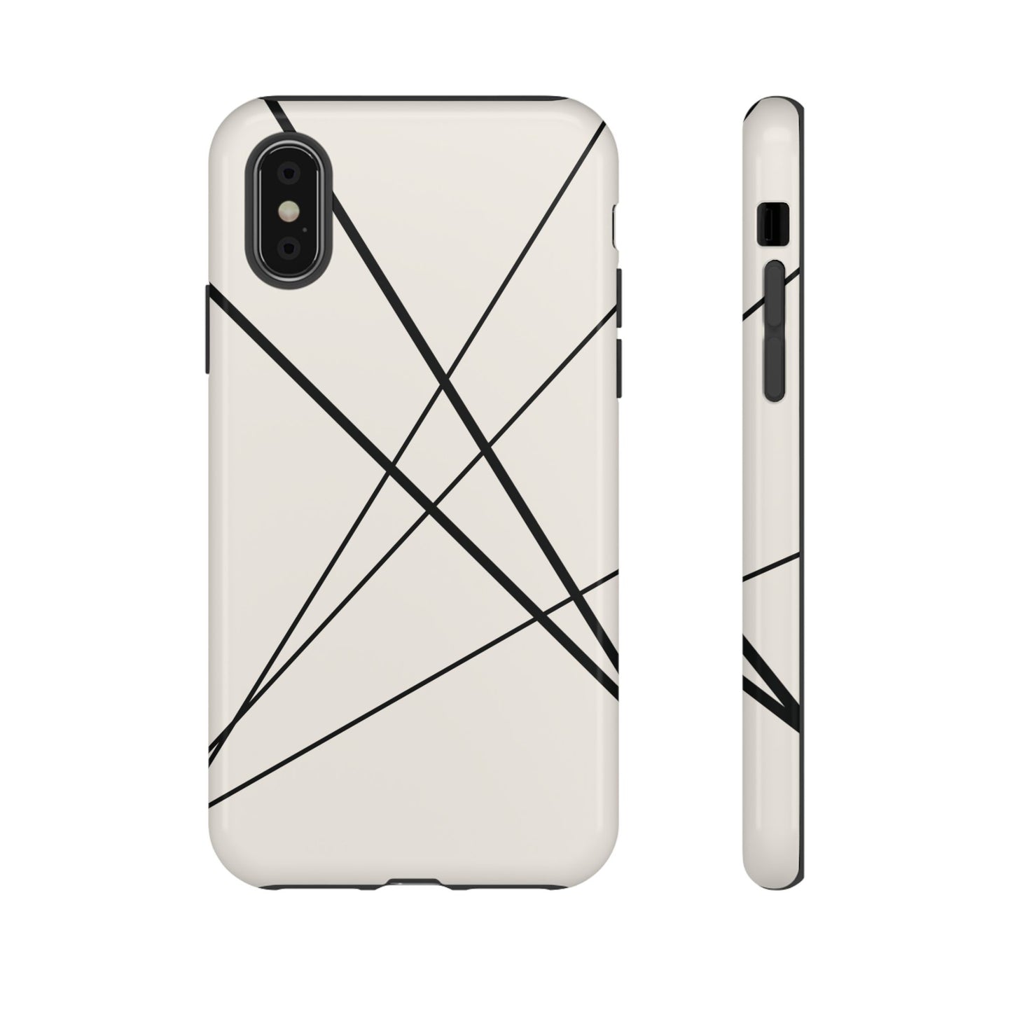 iPhone XS / Glossy Phone Case - Abstract White with Black Lines Phone Case