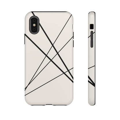 iPhone XS / Glossy Phone Case - Abstract White with Black Lines Phone Case