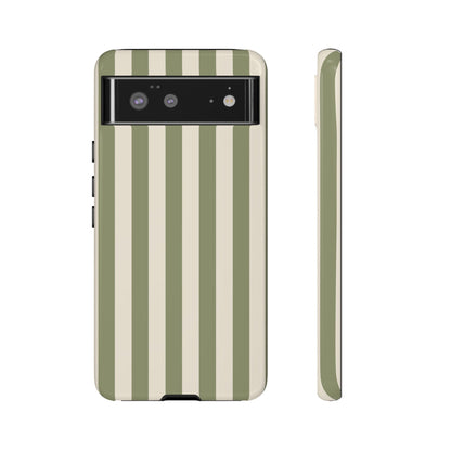 Google Pixel 6 / Glossy Phone Case - ’Olive & Beige Stripe Pattern’ Phone Case